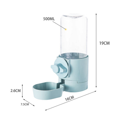 Food dispenser and accompanying drinking bottle for dogs and cats