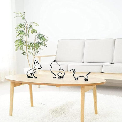 Minimalist dog sculpture in iron - stylish decor