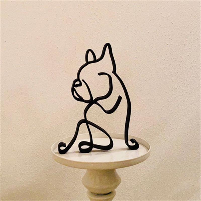 Minimalist dog sculpture in iron - stylish decor