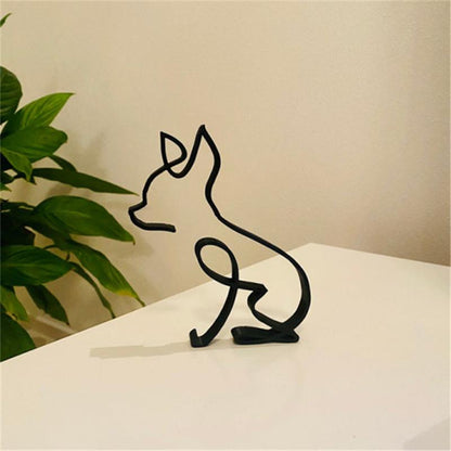 Minimalist dog sculpture in iron - stylish decor