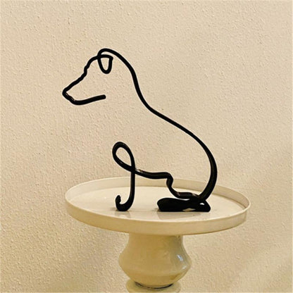 Minimalist dog sculpture in iron - stylish decor