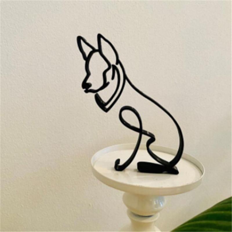 Minimalist dog sculpture in iron - stylish decor