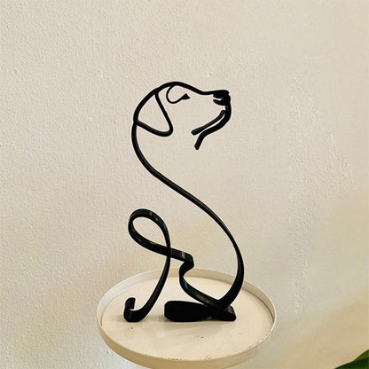 Minimalist dog sculpture in iron - stylish decor