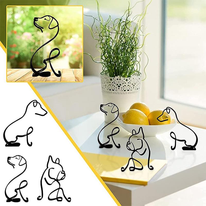 Minimalist dog sculpture in iron - stylish decor