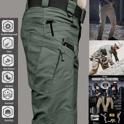 Multifunctional, waterproof trousers for tactical use