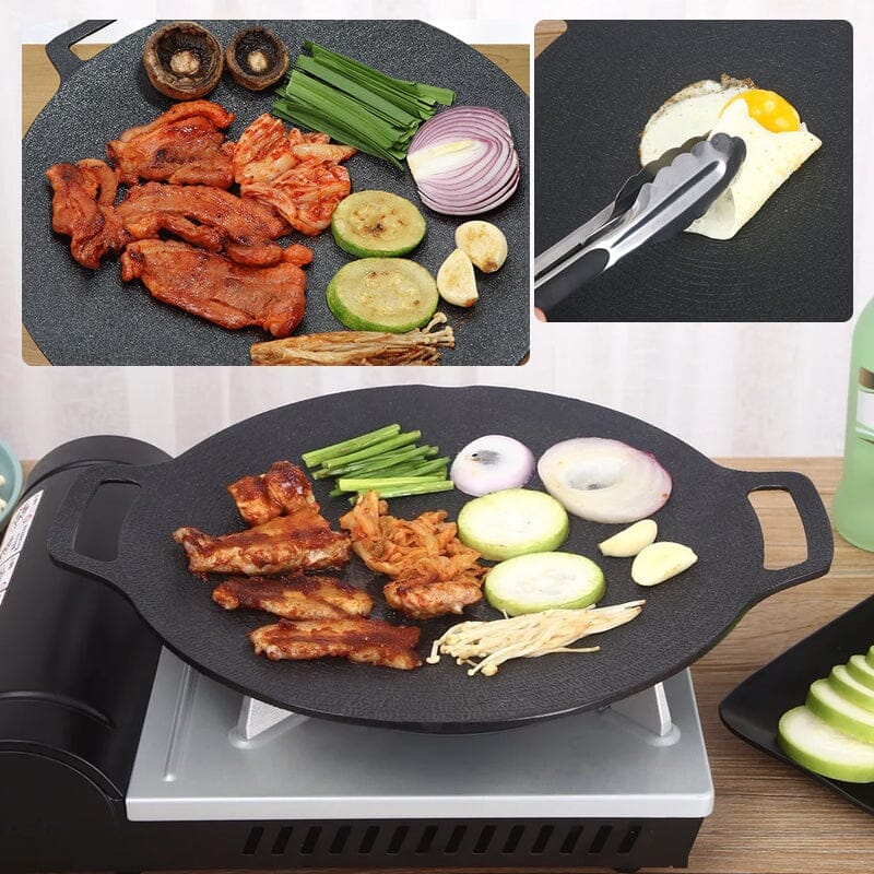 Non-stick round frying pan for grills and kitchens