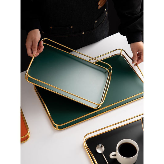 Retro serving tray with gold edge