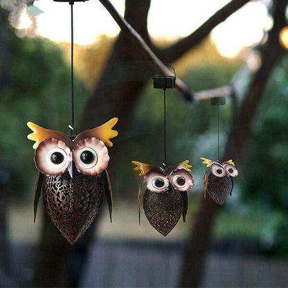 Retro owl solar lantern - charming garden decor