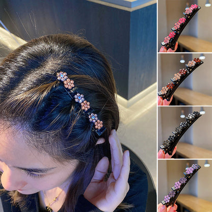 Rhinestone flowers hairpin - elegant accessory