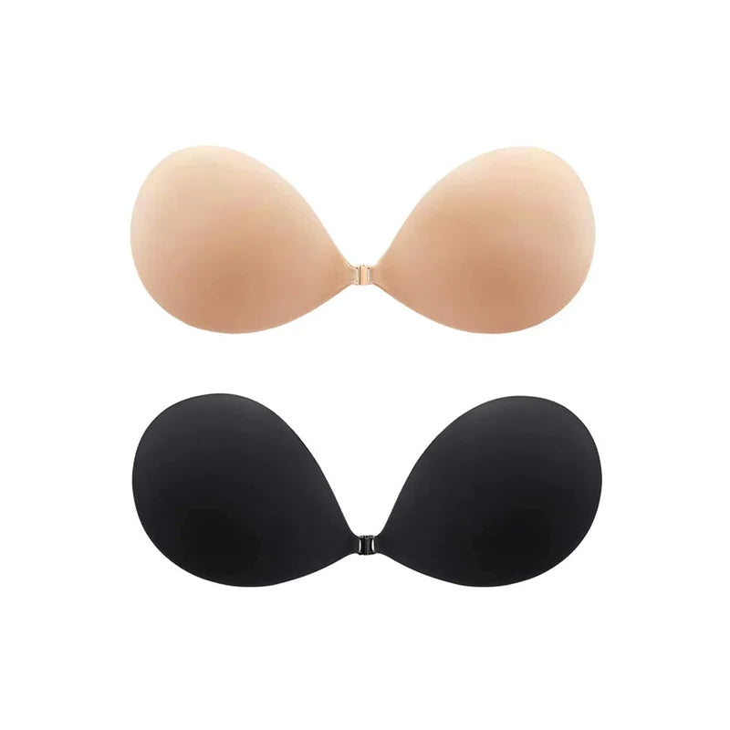 Self-adhesive invisible breast-gathering bra