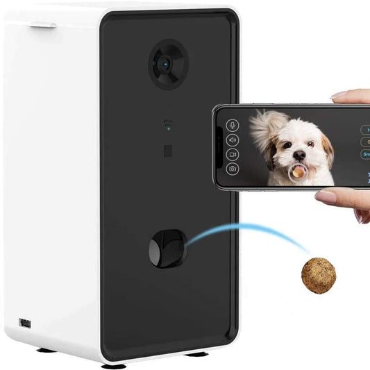 Pet camera with treat dispenser