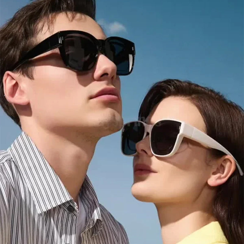 Snap-on shades for sunglasses