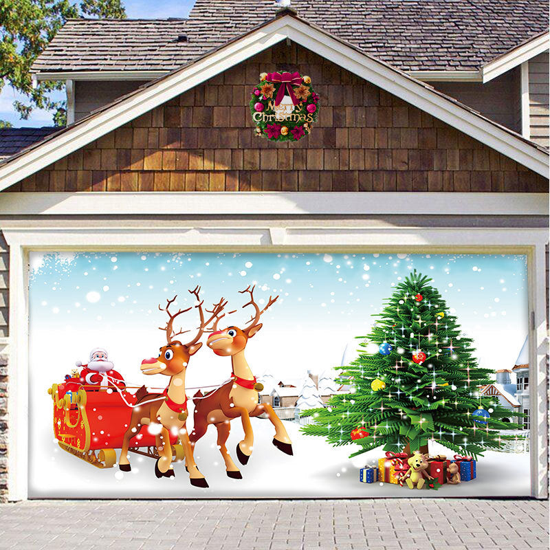 Snow garage door banner - festive decoration