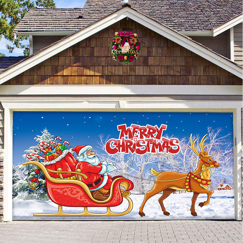 Snow garage door banner - festive decoration