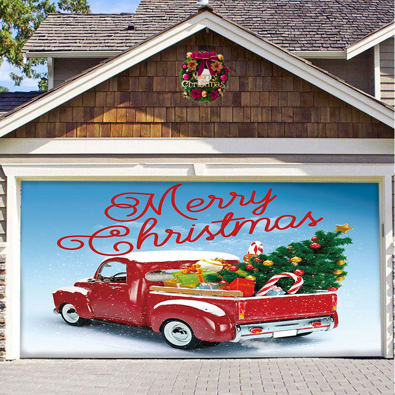 Snow garage door banner - festive decoration