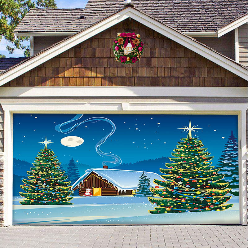 Snow garage door banner - festive decoration