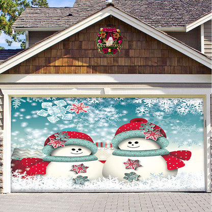 Snow garage door banner - festive decoration