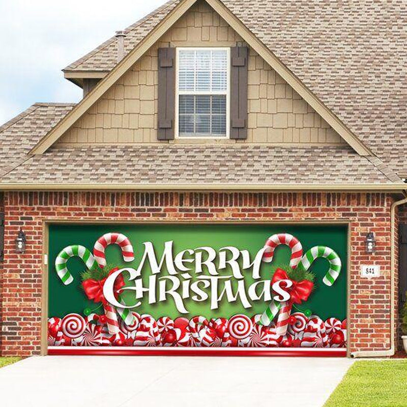 Snow garage door banner - festive decoration