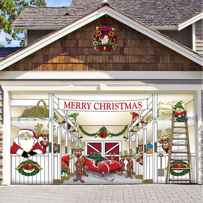 Snow garage door banner - festive decoration