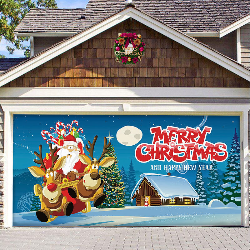 Snow garage door banner - festive decoration