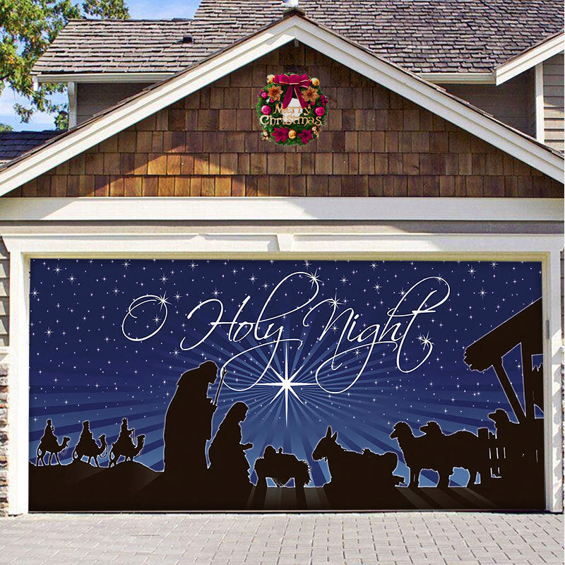 Snow garage door banner - festive decoration