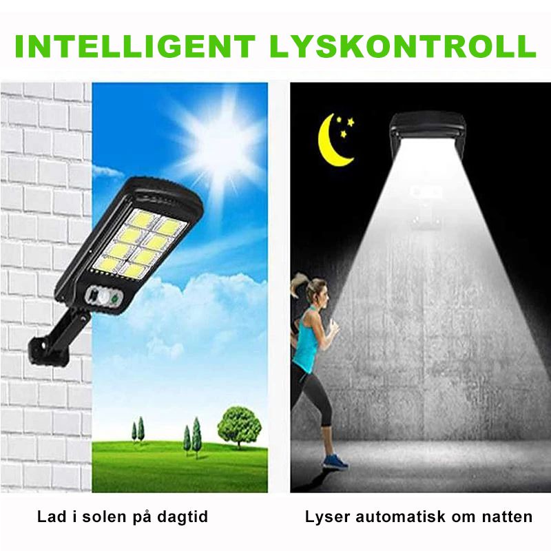 Solar-powered LED lamp for outdoor use