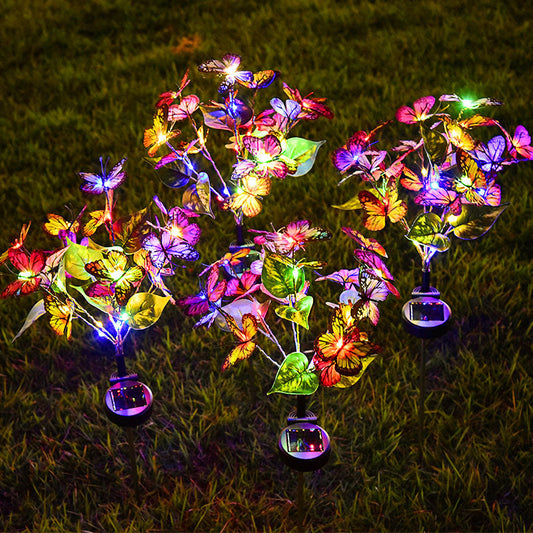 Solar powered butterfly garden lights - outdoor lighting