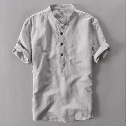 Summer linen shirt in chinoiserie design for men