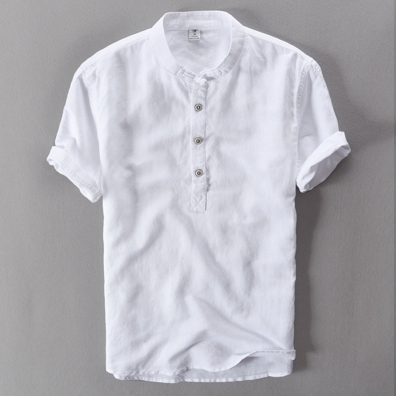 Summer linen shirt in chinoiserie design for men