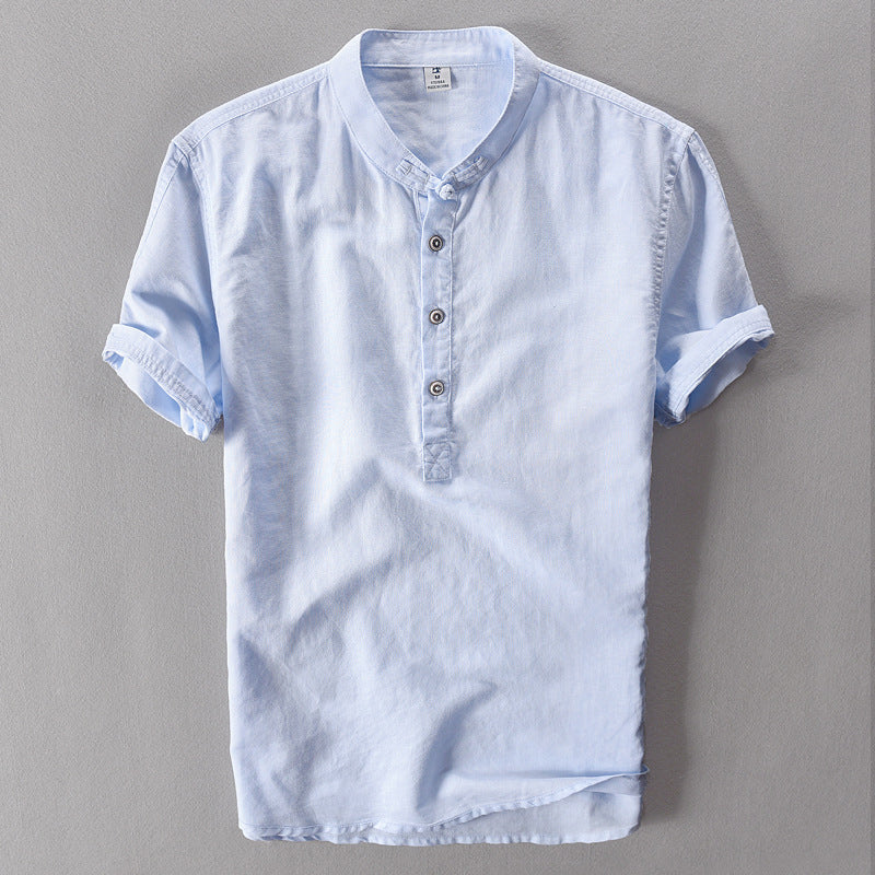 Summer linen shirt in chinoiserie design for men