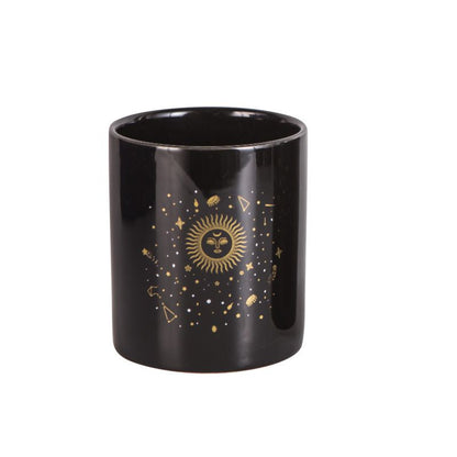 Black flower pots with gold decorations