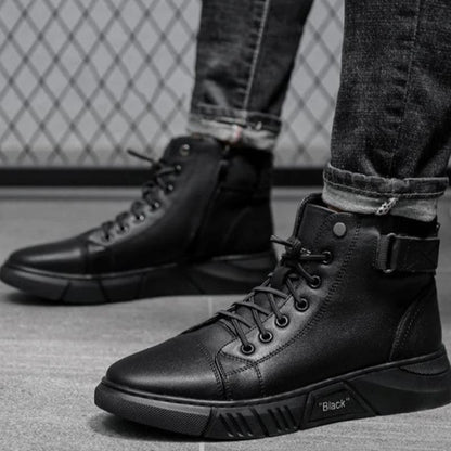 Black warm leather boots - stylish &amp; durable