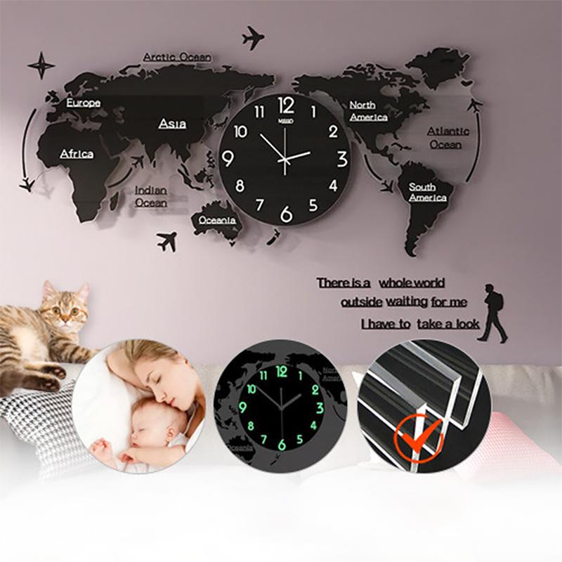 Stylish world map wall clock in retro style