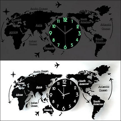 Stylish world map wall clock in retro style