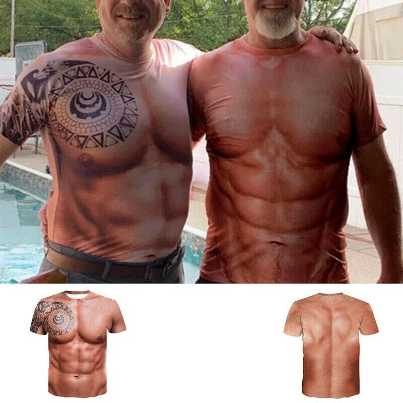 T-shirt with 3d muscles and tattoo