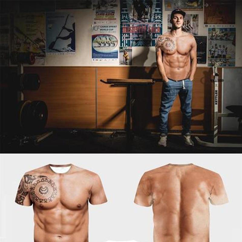 T-shirt with 3d muscles and tattoo