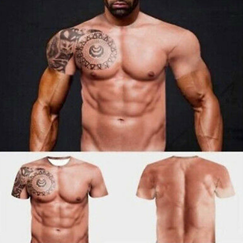 T-shirt with 3d muscles and tattoo