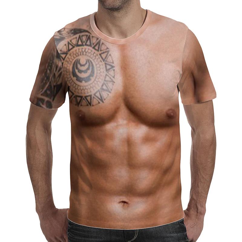 T-shirt with 3d muscles and tattoo