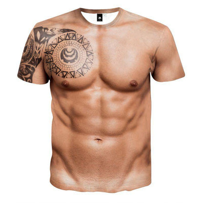 T-shirt with 3d muscles and tattoo