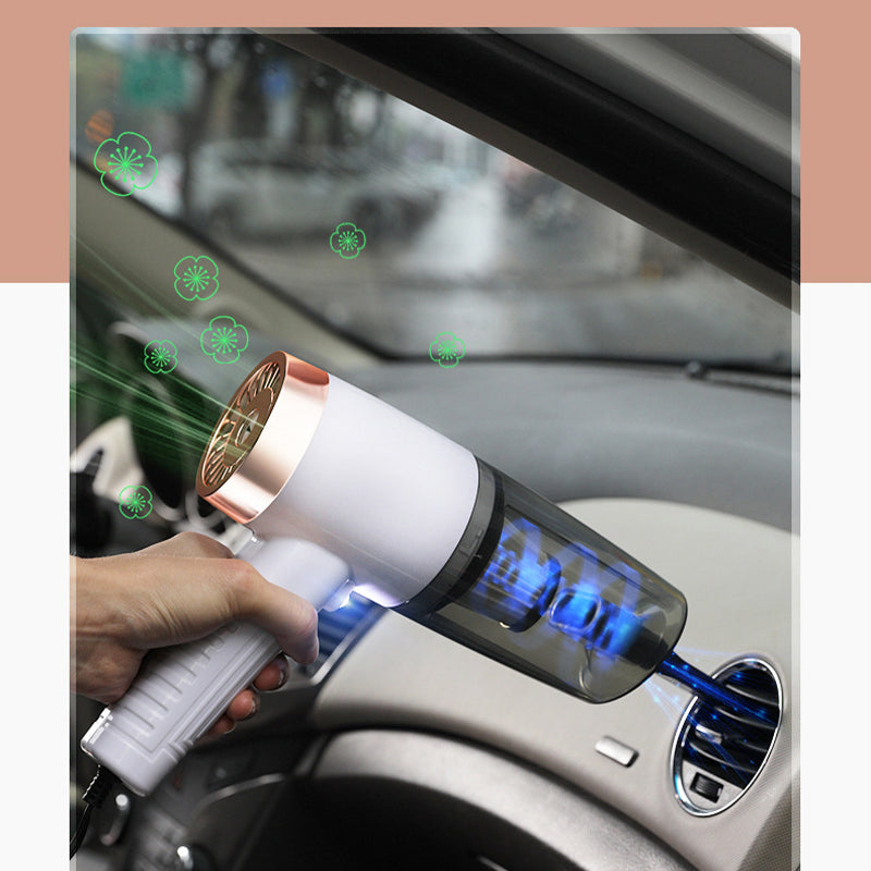 Three-in-one car vacuum cleaner with aromatherapy