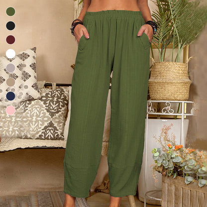 Casual trousers in cotton and linen