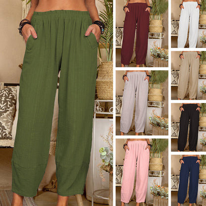 Casual trousers in cotton and linen