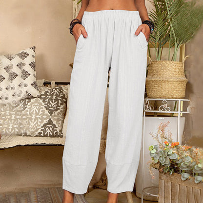 Casual trousers in cotton and linen