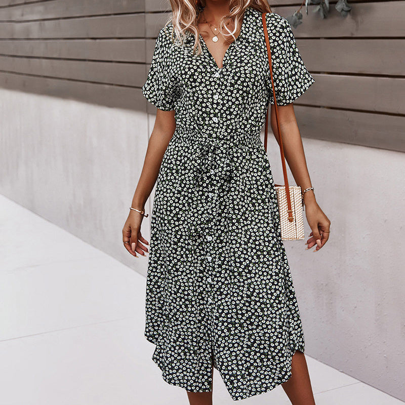 Casual beach dress with floral print