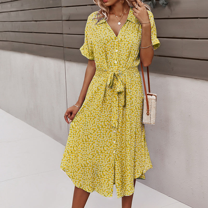 Casual beach dress with floral print