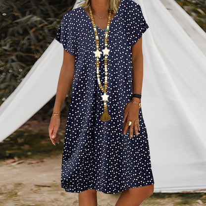 V-neck polka dot dress - stylish and feminine