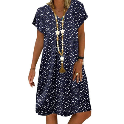 V-neck polka dot dress - stylish and feminine