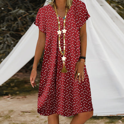 V-neck polka dot dress - stylish and feminine