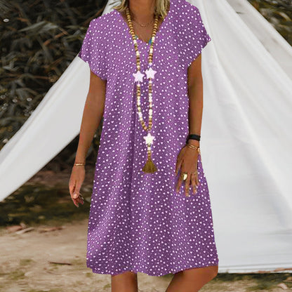 V-neck polka dot dress - stylish and feminine