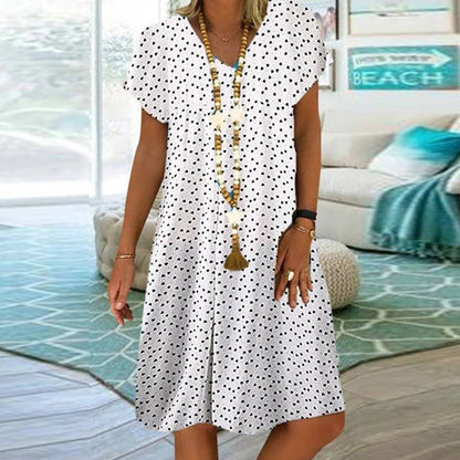 V-neck polka dot dress - stylish and feminine